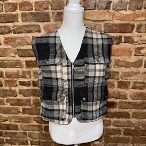 BCBRAND Women's Vintage Country Vest Size S 100% Cotton Front Pockets Zip Up